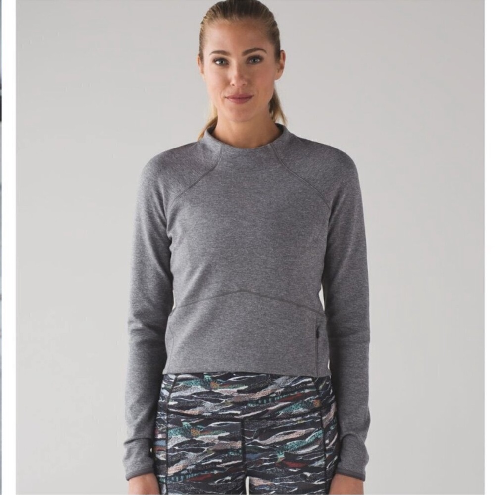 Lululemon hill and Valley mock neck heathered Slate Size 6